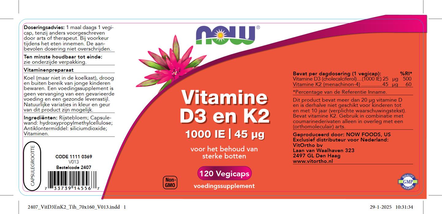 Vitamine D3 en K2 – 1000 IE 45 mcg