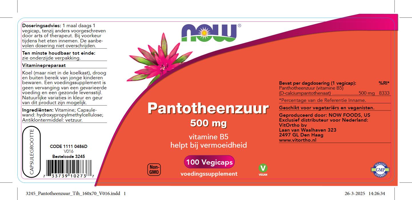 Pantotheenzuur 500 mg (B5)
