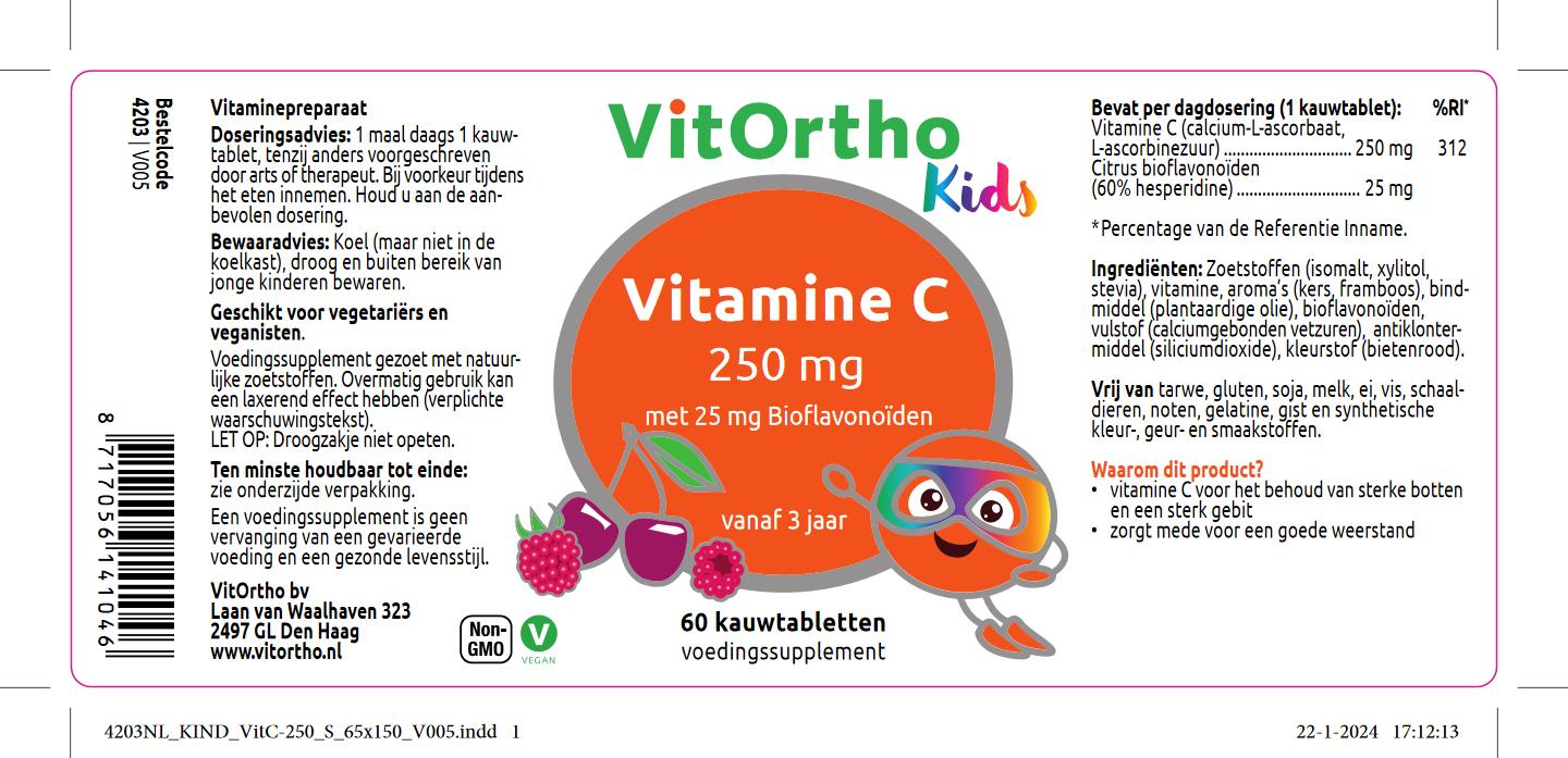Vitamine C 250 mg met 25 mg Bioflavonoïden Kind