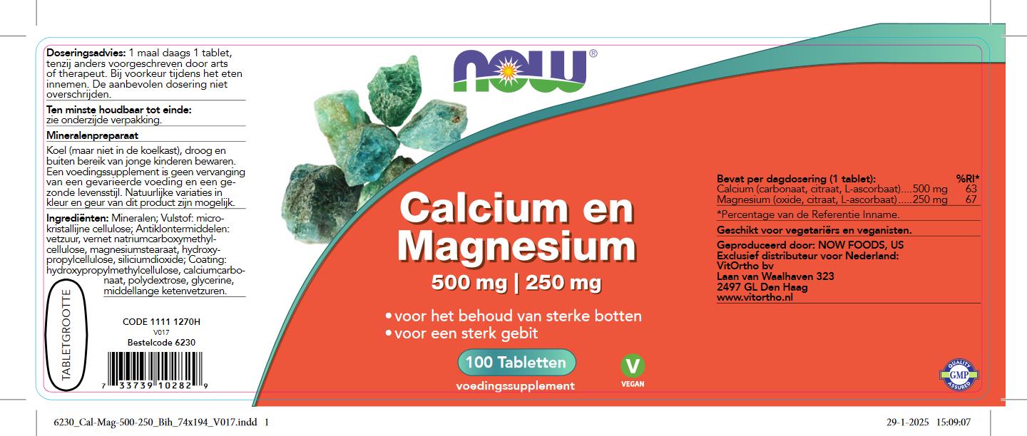 Calcium 500 mg en Magnesium 250 mg