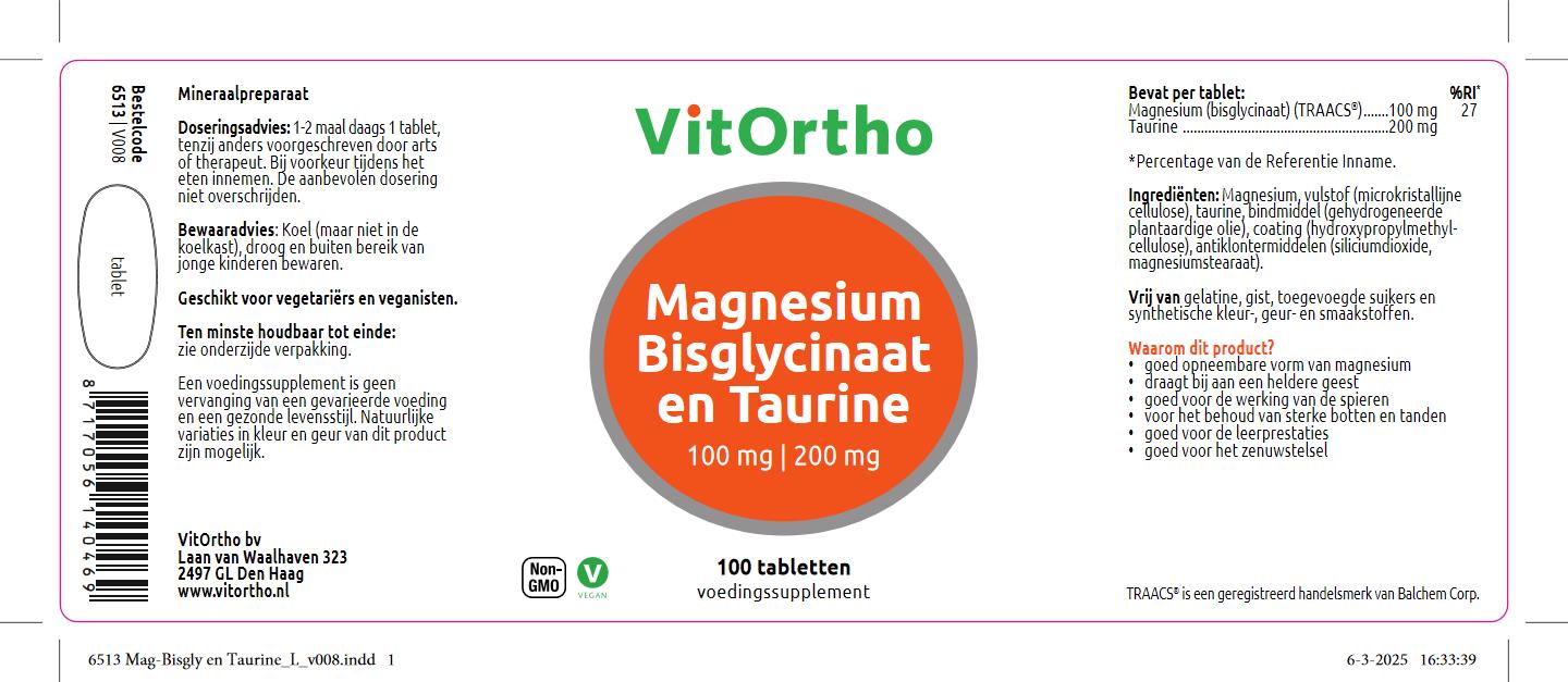 Magnesium Bisglycinaat 100 mg en Taurine 200 mg