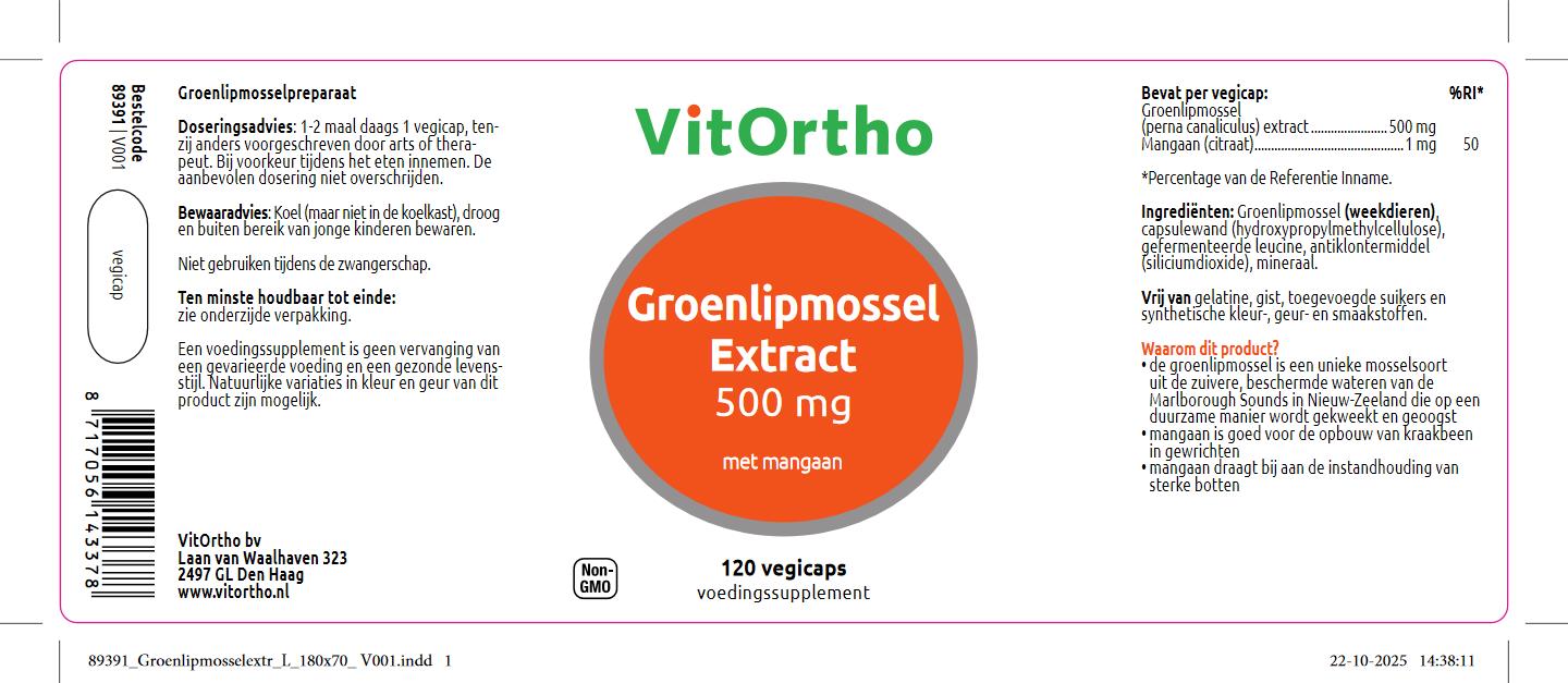 Groenlipmossel Extract 500 mg