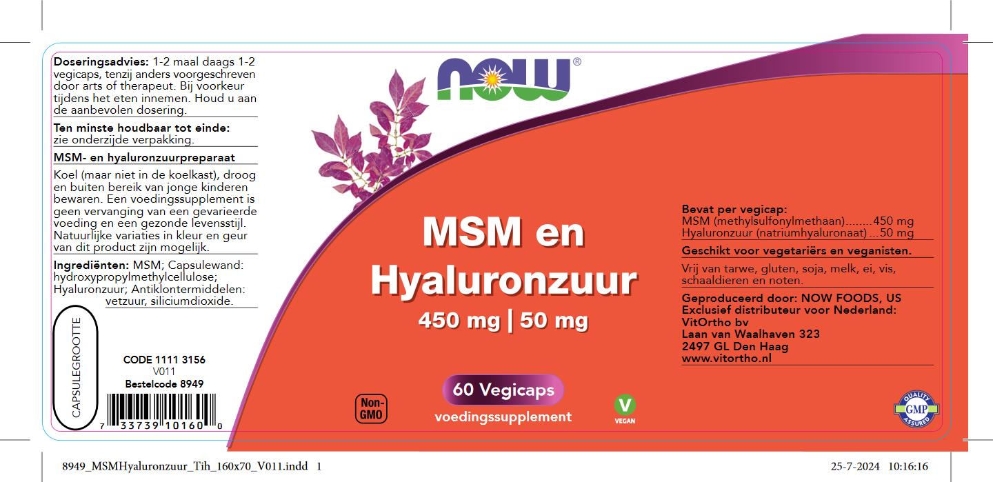 MSM 450 mg en Hyaluronzuur 50 mg