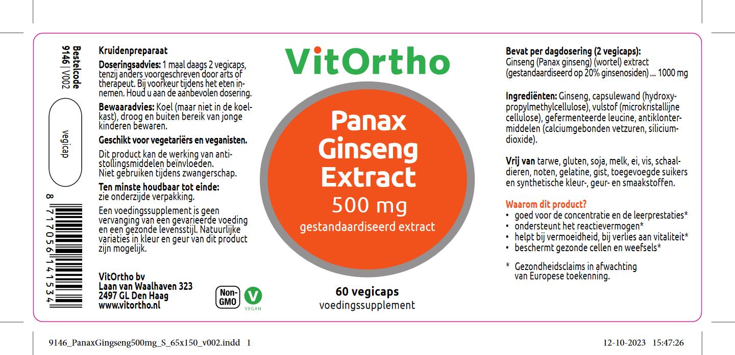 Panax Ginseng Extract 500 mg